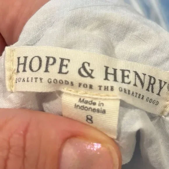 Hope & Henry Girls Blue White Linen Blend Stripe Sundress Size 8 - Picture 6 of 6